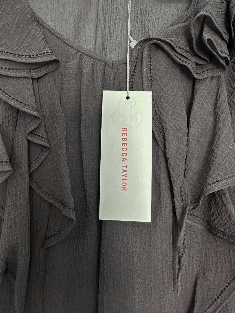 NWT Rebecca Taylor Coal Gray Ruffle Blouse & Camisole Top Size 10 - Picture 4 of 13